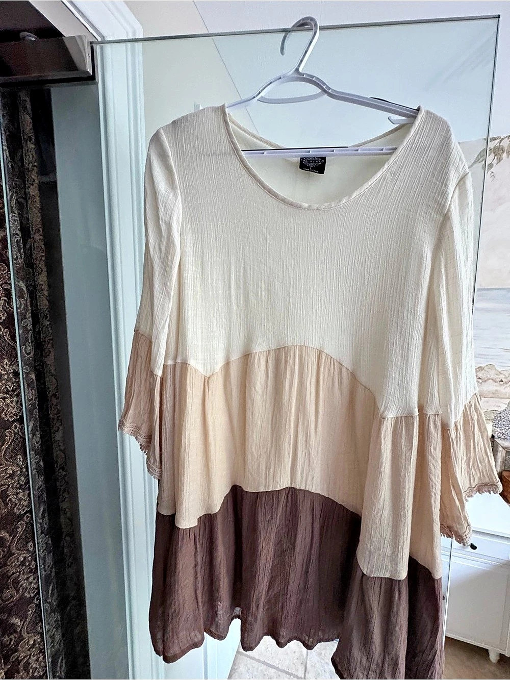 Color Block Tunic in Brown & Beige Like New